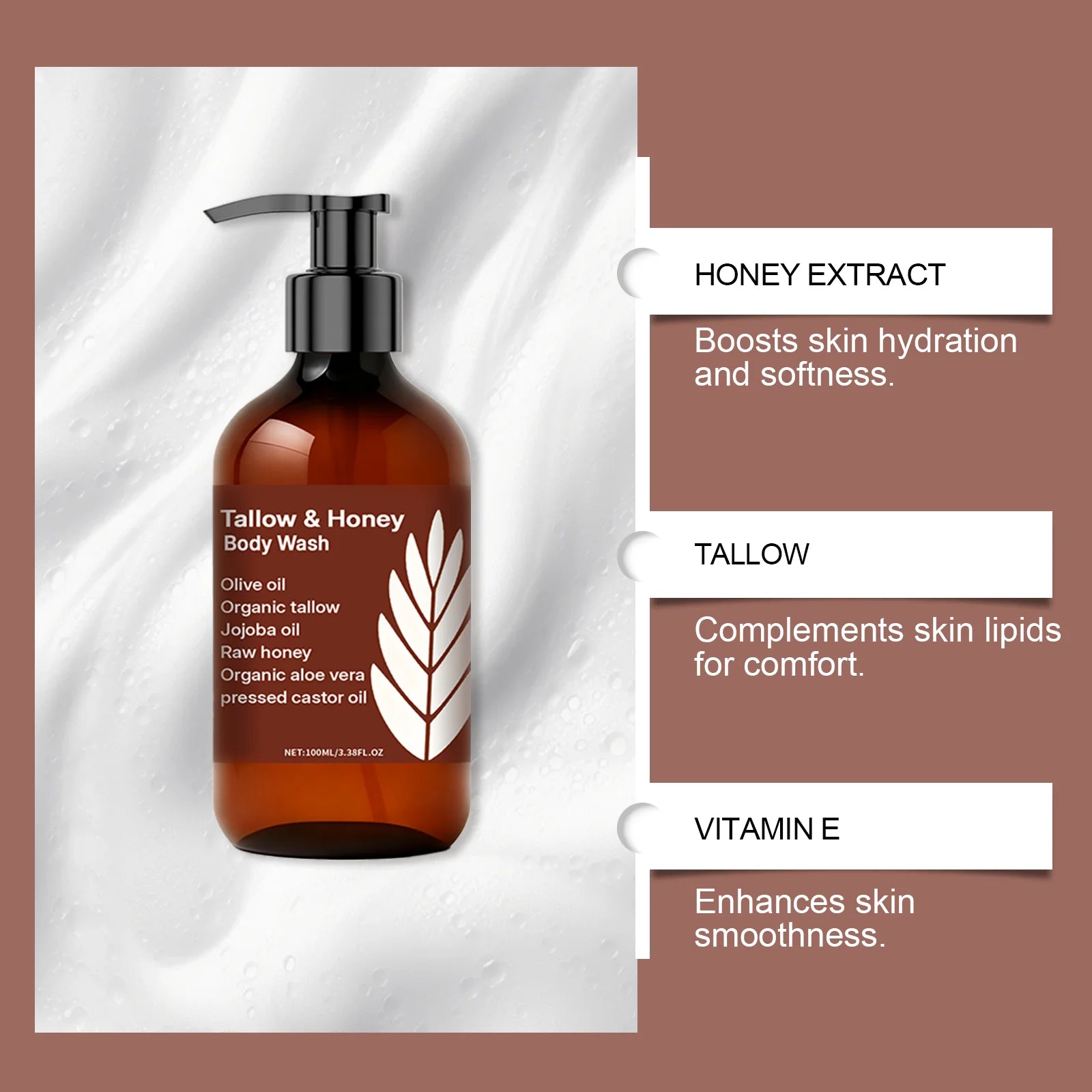 Tallow Honey Body Wash Gentle Cleansing Shower Gel Moisturizing Refreshing Smoothing Brightening Remove Dirt Hydrating Shower Ge Qme