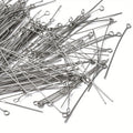 About 300pcs 1.97inch Stainless Steel Eye Pins 9 Needles Eye Head Pins Suitable For Making Jewelry Earrings Tools Qme About 300 Pcs pack
