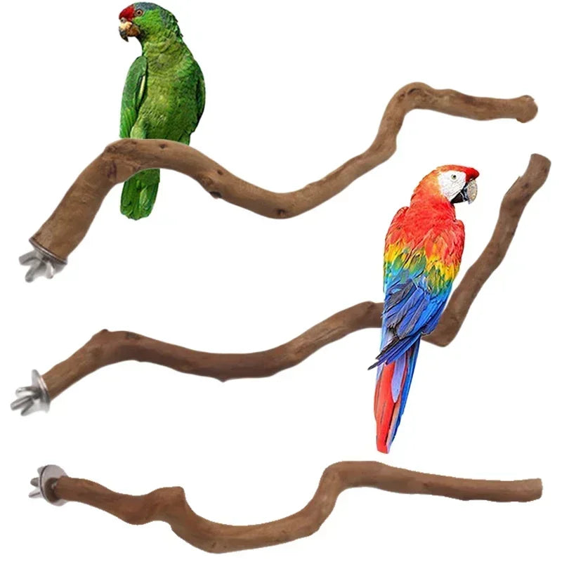 Natural Parrot Perch Bird Stand Tree Stick Paw Grinding Fork Parakeet Qme