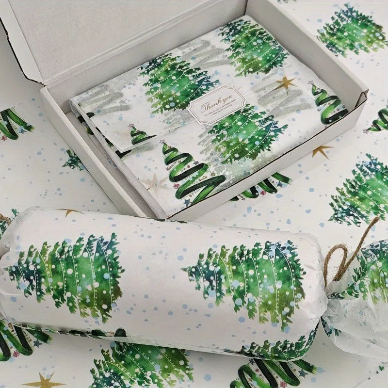 10/20 sheets of colorful lightweight Christmas tree pattern tissue paper, gift wrapping paper, suitable for weddings, Christmas Qme