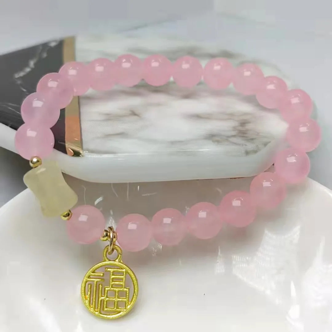 Ins Fu Character Lucky Jade Crystal Antique Bracelet Creative Bohemian National Pendant Bracelet Cute Feminine Fashion Gift Qme
