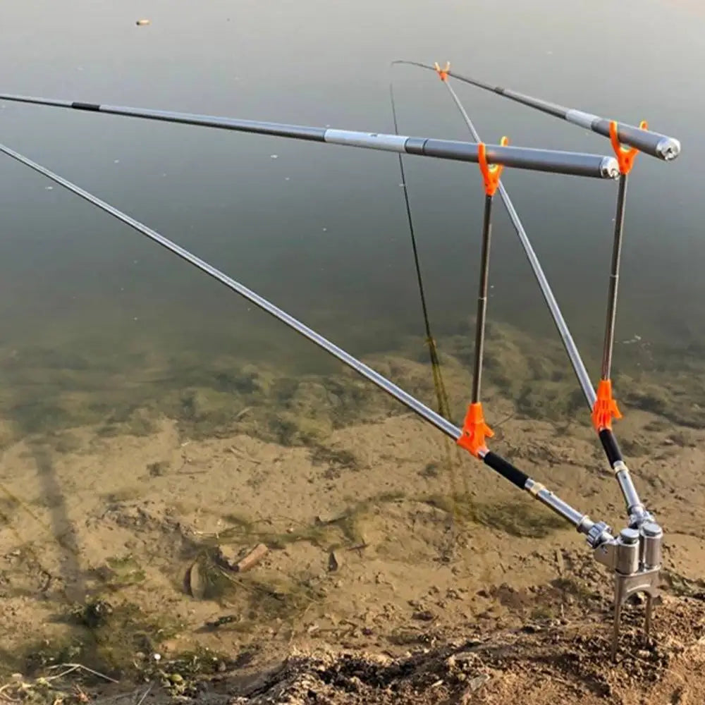 Ground Fishing Rod Stand Bracket Adjustable Chair Box Fish Rods Holder 1.5-2.4M Foldable Fishing Tool Hand Rod Brackets Qme