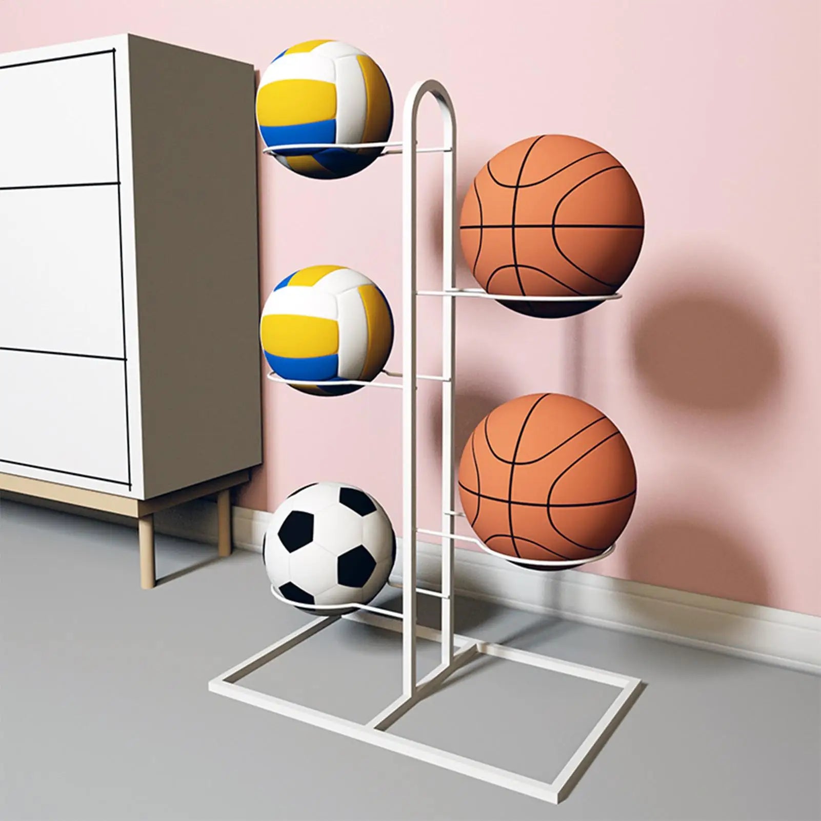 Basketball Rack Football Display Stand Multi-layer Ball Organizer Qme
