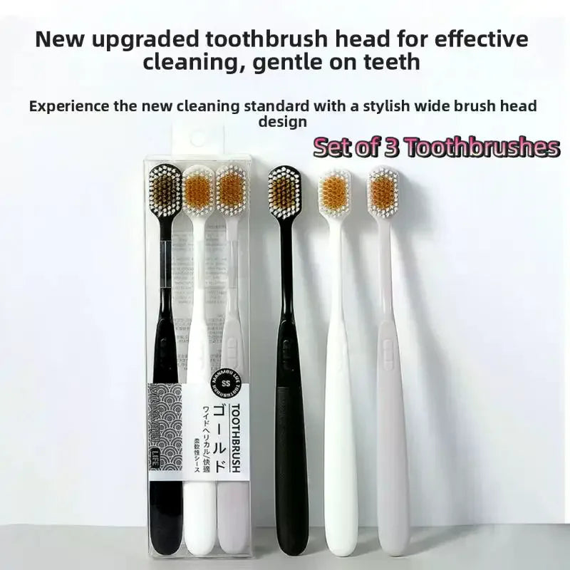 Soft Bristle Wide Head Toothbrushes Anti-slip Ergonomic Handle Home Qme