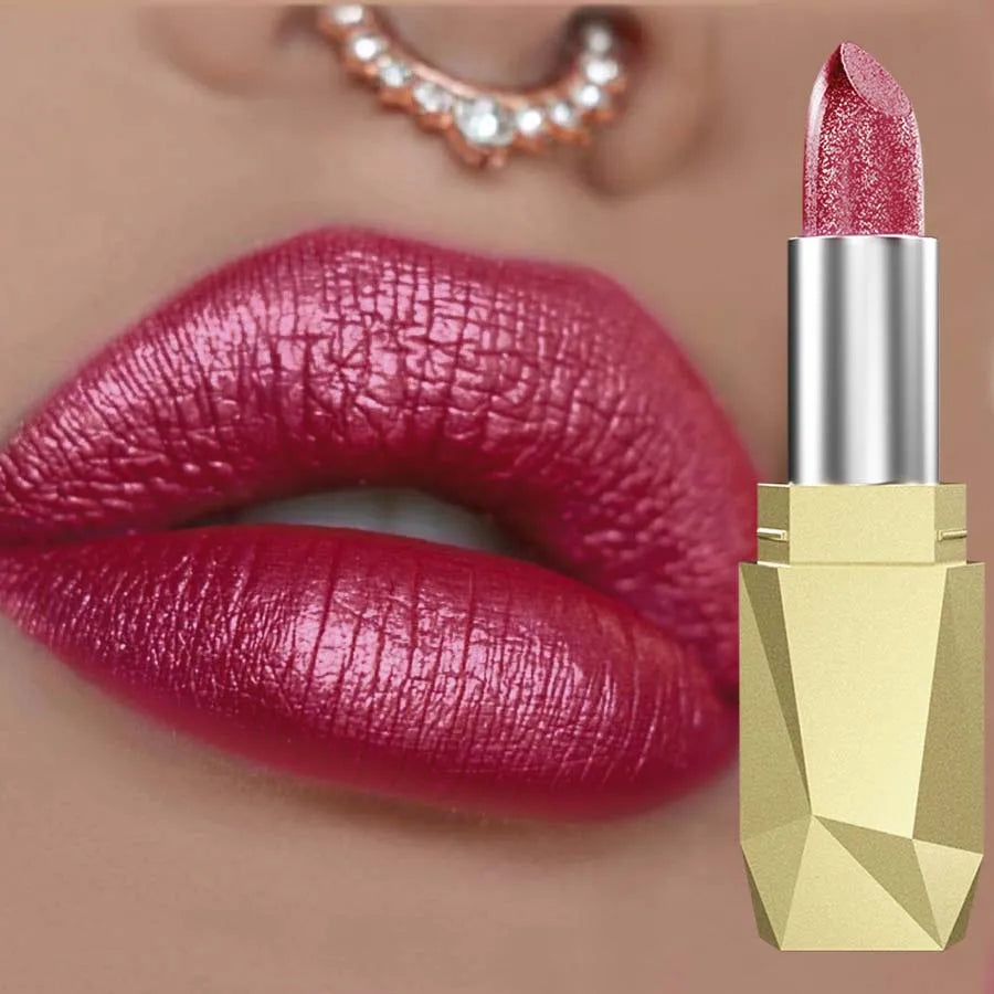 Diamond Shimmer Glitter Lipstick Long Lasting Waterproof Lip Oil Qme