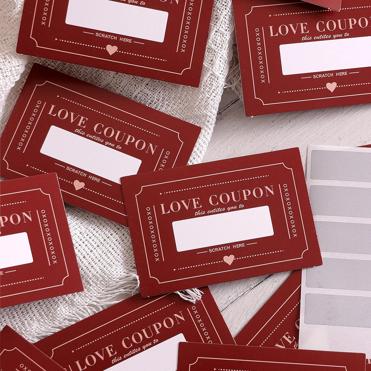 10Pcs/20Pcs Scratch-Off Love Coupons Couple Scratch Off Cards Valentine's Day Wedding Anniversary Creative Gifts Qme