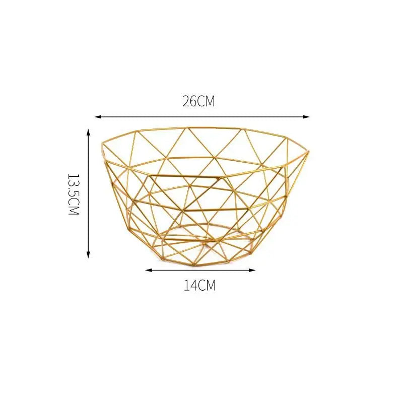 Iron Fruit Basket Simple Basin Multi-size Snack Bread Vegetable Qme A4