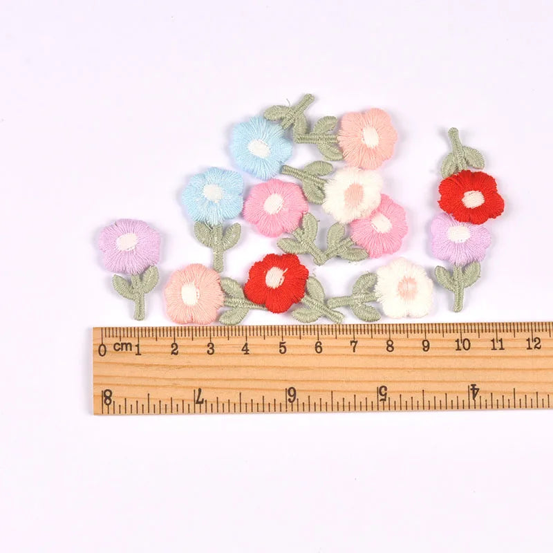 10pcs 17x30mm mix colors Flower patch Cute Woven Clothing decoration for DIY Headwear/Clothing/Shoes/Bags cp3837 Qme