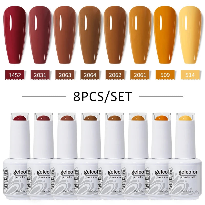 Arte Clavo 4 6 8 Gel Nail Polish Art Soak Off UV Colorful Semi