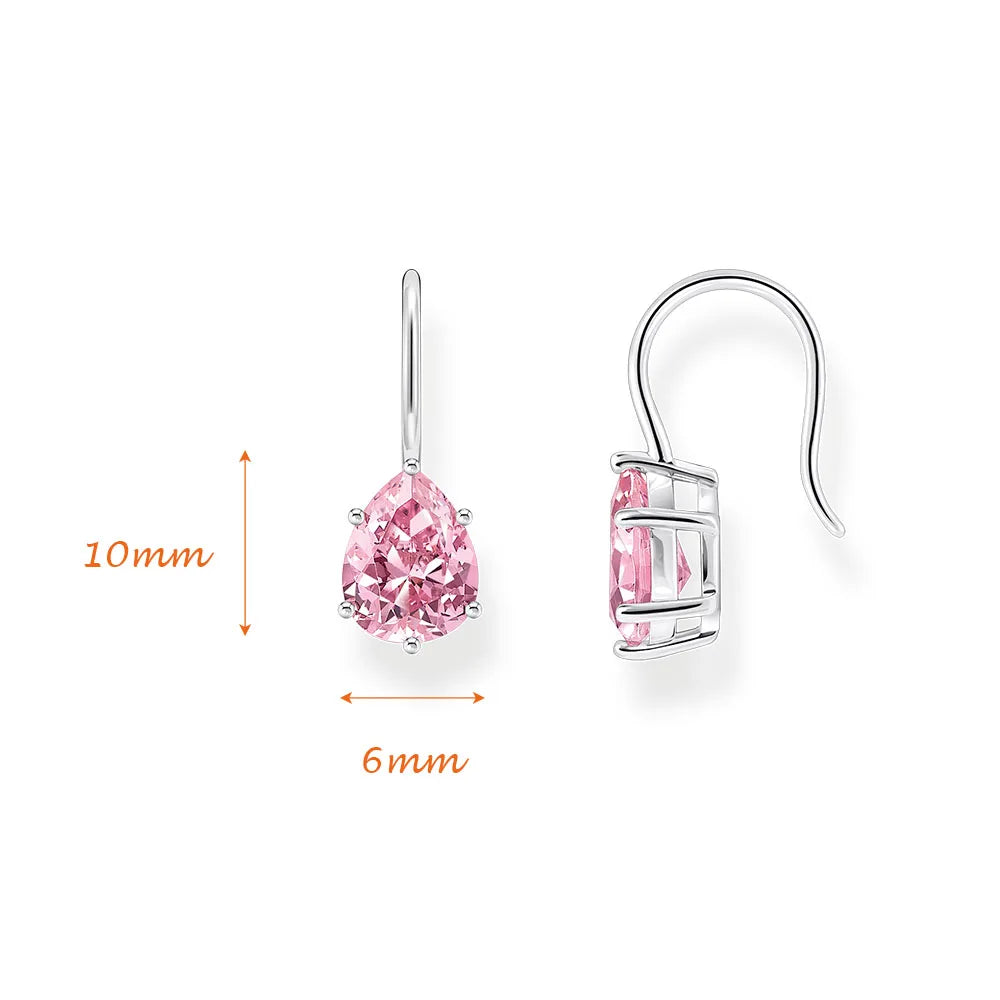 Pink Water Tear Drop Earrings 925 Sterling Silver Europe Style Gram Fine Jewerly For Women Romantic Gift Qme
