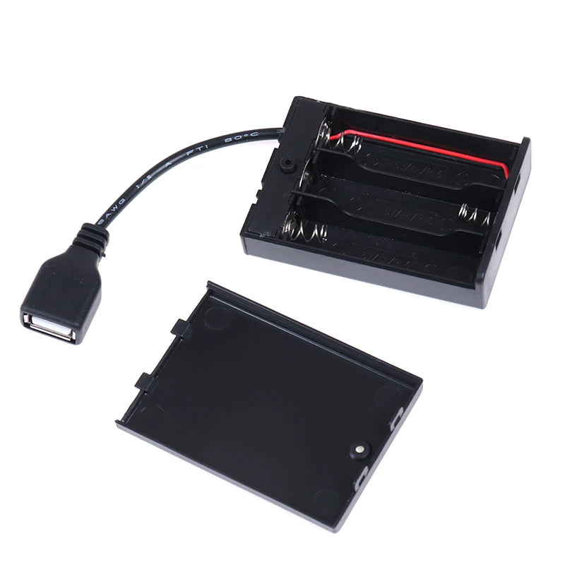 DC4 5V Portable Mini AA Battery Holder Storage Box Case USB Power Qme