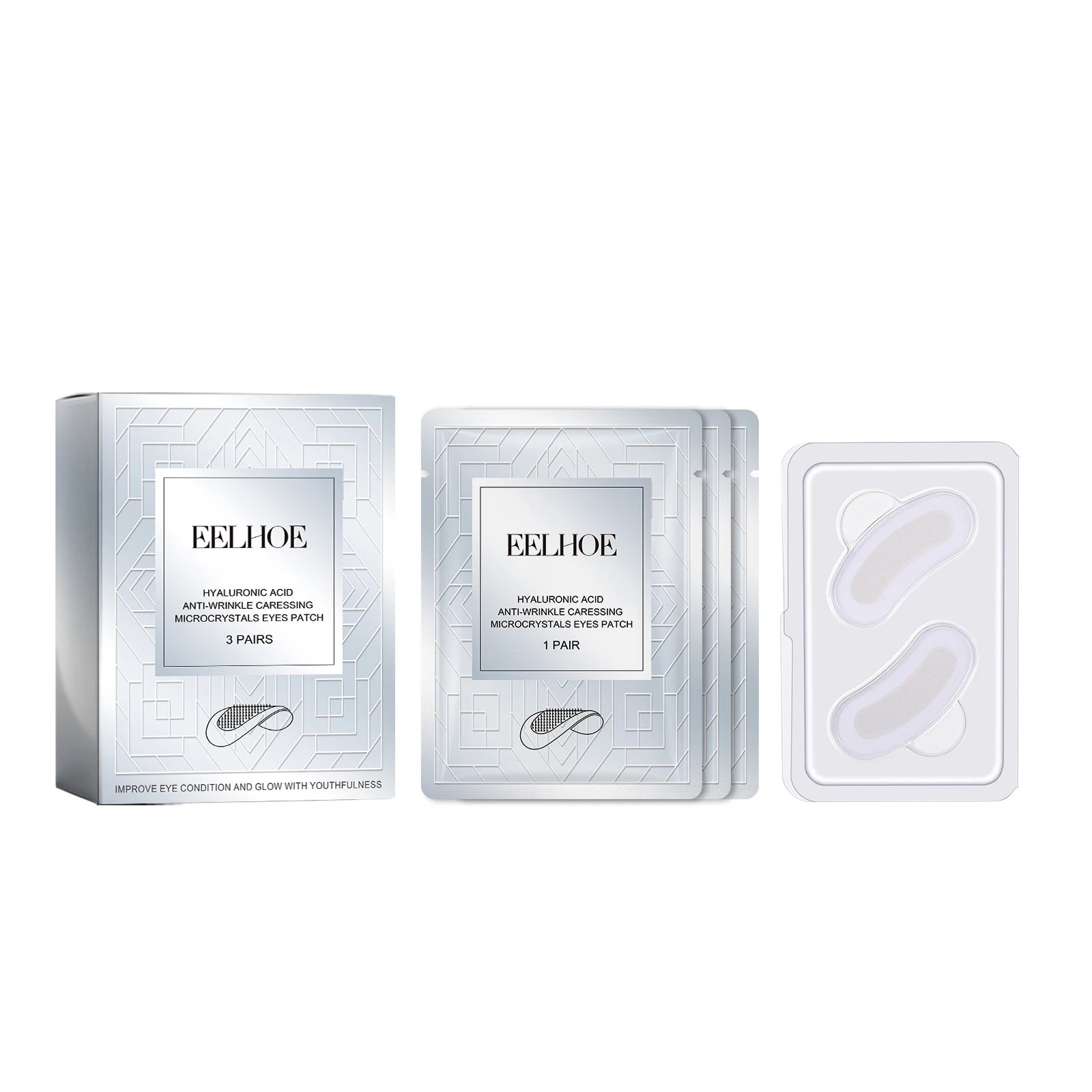 Micro-needle Eye Patch Hyaluronic Acid Anti-Wrinkle Fade Eye Fine Lines Moisturizing 0.25mm Caressing Microcrystals Eyes Patch Qme 3pairs