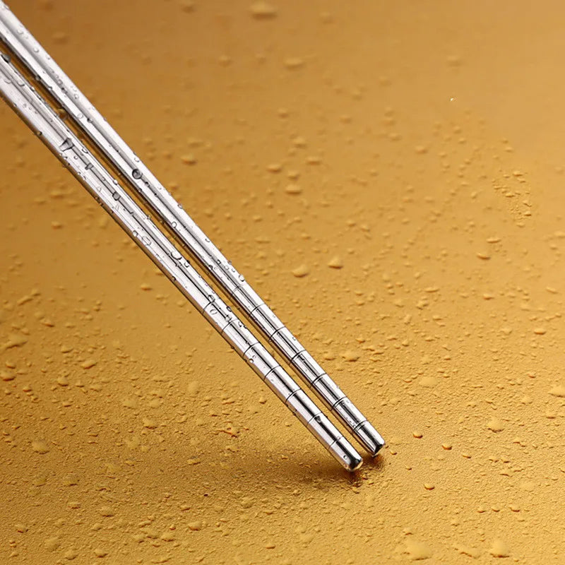 New Frying Tableware Chinese Lengthen Chopsticks Stainless Steel Reusable Japanese Sushi Sticks Korean Hot Pot Tools Qme