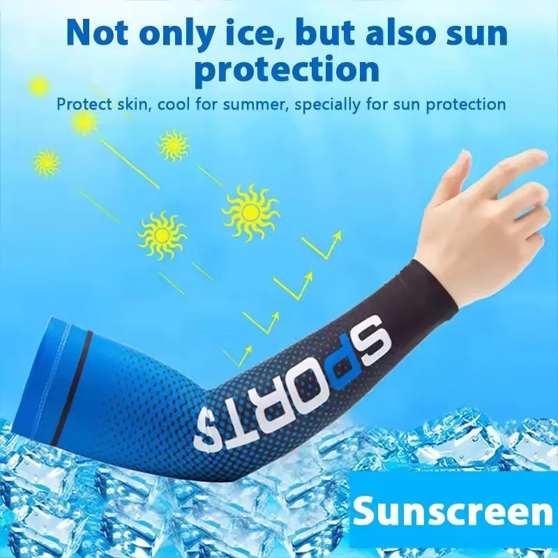 Ice Silk UV Protection Arm Sleeves Unisex Cooling Anti-Slip Breathable For Cycling Driving Outdon Outdoor Sports Cycling Sleeves Qme