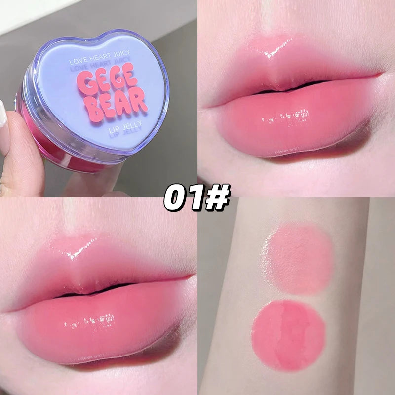 Gege Bear Loveheart Lip Jelly Glaze Moisturizing Jam Gloss Honey Qme GX1389-1