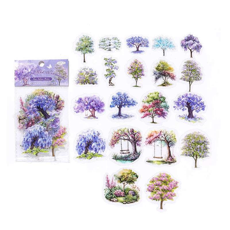 40pcs/pack PET Forest scenery Stickers Aesthetics Stationery DIY Scrapbooking Materials Collage Junk Journal Decor Stickers Qme D