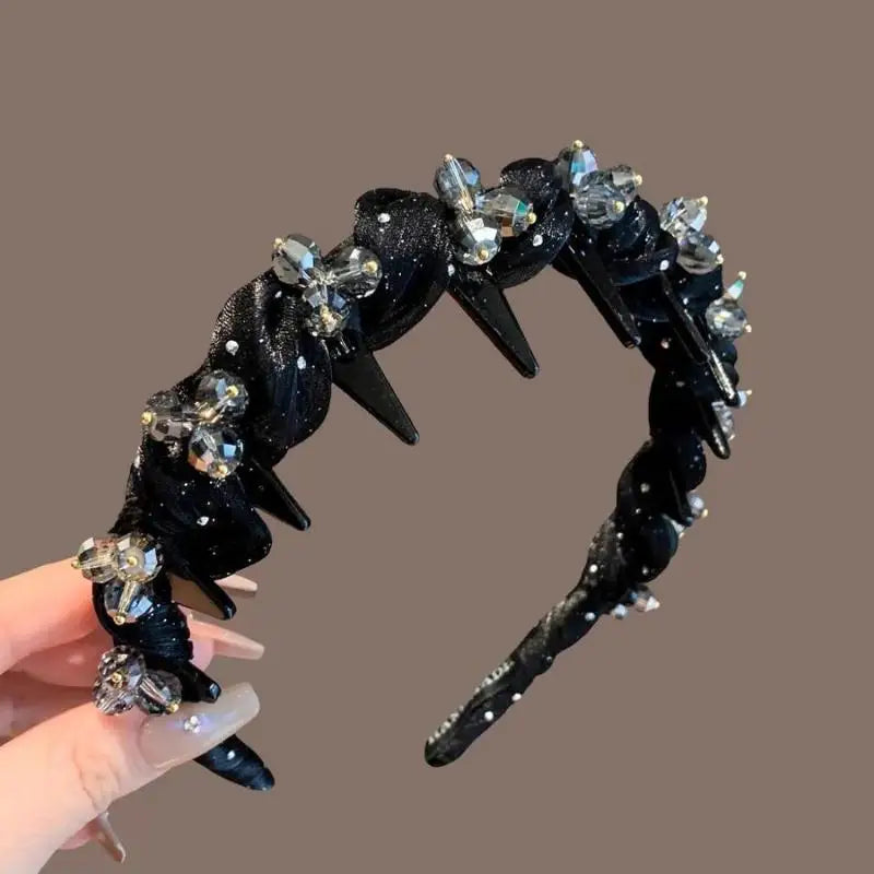 Elegant Temperament Rhinestone Design Hairband Women Daily Wear Qme