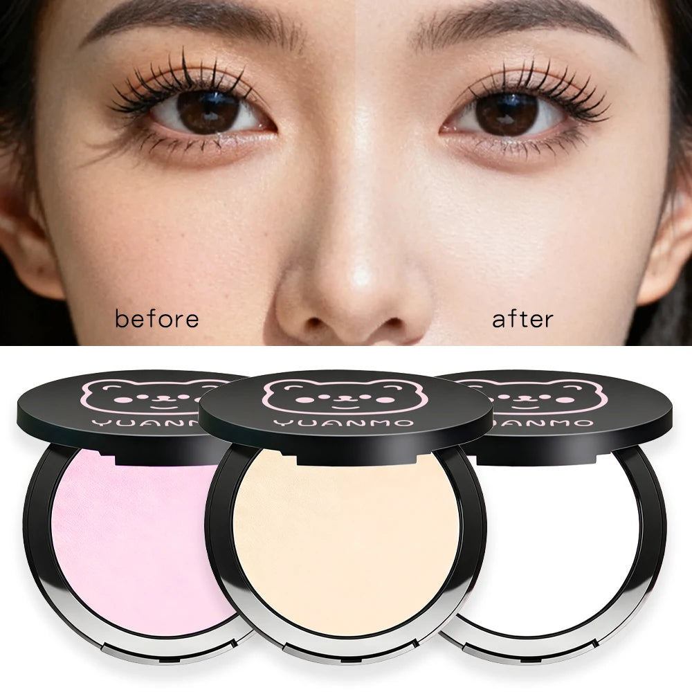 Transparent White Pressed Powder Oil Control Brighten Matte Whitening Face Base Foundation Compact Concealer Makeup Cosmetics Qme
