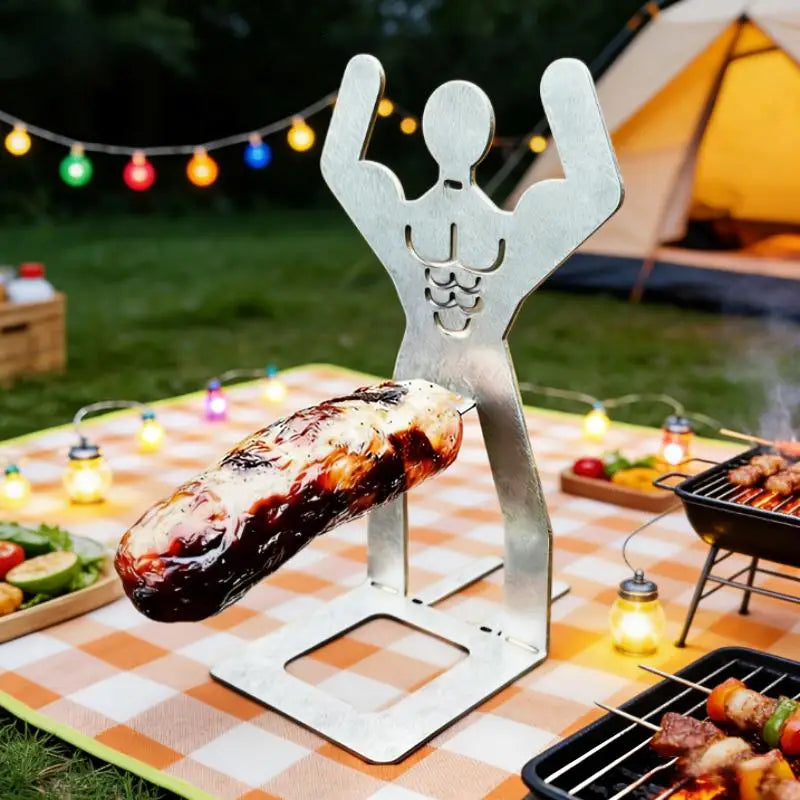 Hot Dog Grill Rack Muscle Man Hot Dog Stand Stainless Steel Sausage Holder For BBQ Outdoor Cooking Funny Birthday Gifts Gift. Qme