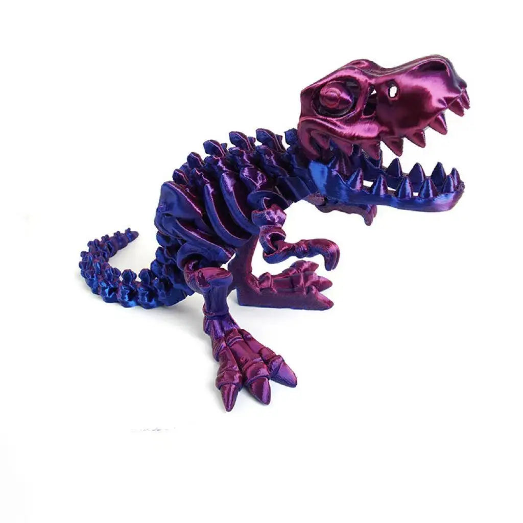 T-rex Skull Bone Replica Posable Dino Figurine Movable Joint Qme red blue