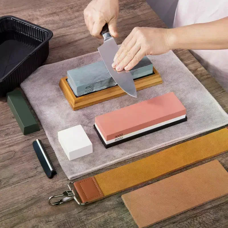 400 1000 3000 4000 8000 Grit Whetstone Knife Sharpening 2 Side Carbon Qme