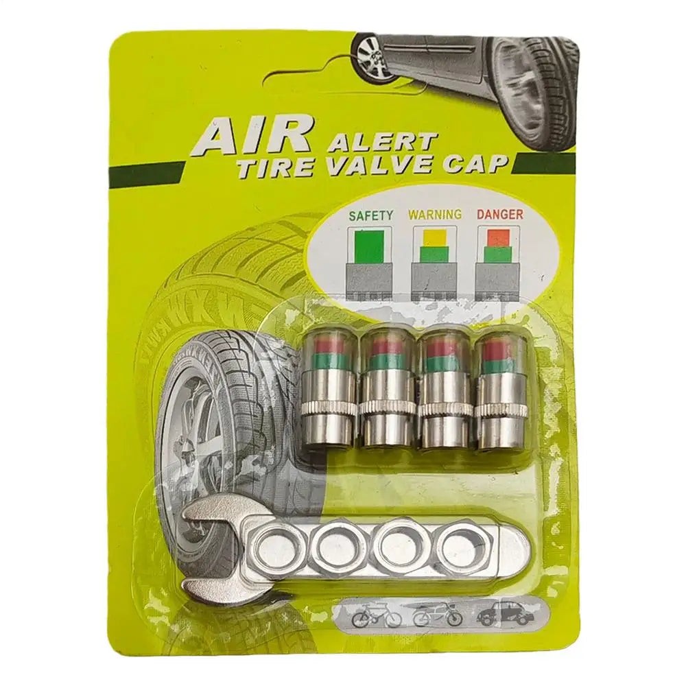 Tire Pressure Monitoring Caps 4 Pieces Gauge Alert Tire Pressure Monitor Valve Stem Caps for Long-Distance Travel Motorcycle Qme B copper core