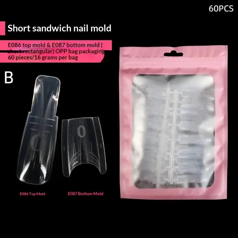 Coffin Nail Forms Sandwich Dual System Molds Acrylic Extensions 60 Qme B60