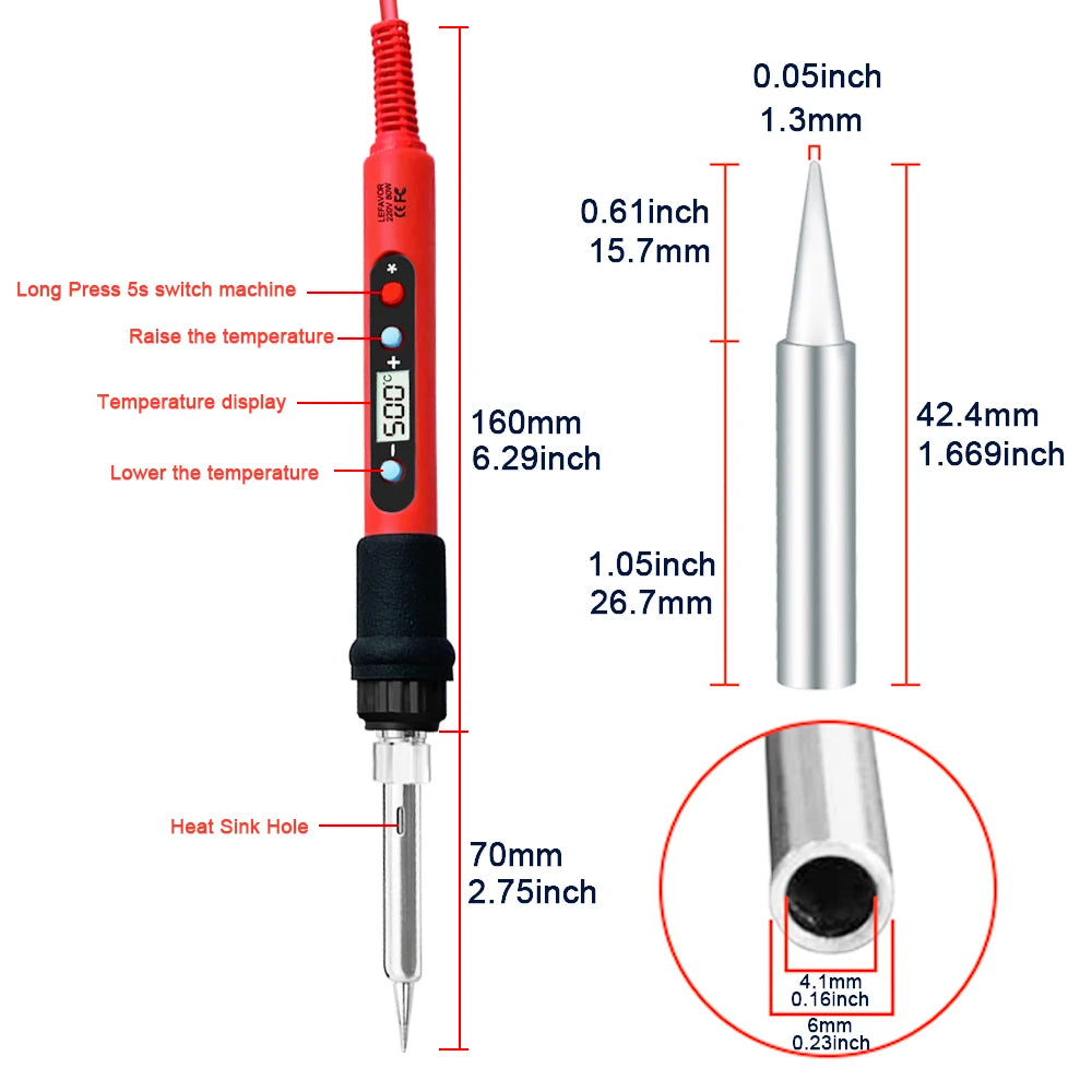 80W Soldering Iron Adjustable Temperature LCD Solder Welding Tools Qme