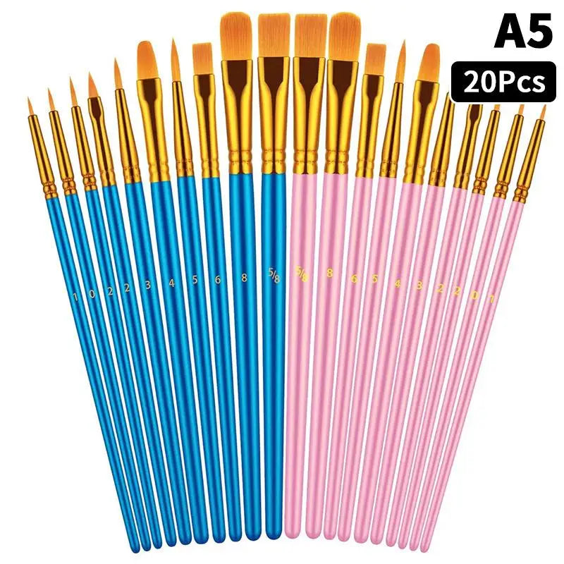 Detail Painting Brushes Professional Round Flat Nylon Hair Watercolor