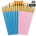 Detail Painting Brushes Professional Round Flat Nylon Hair Watercolor
