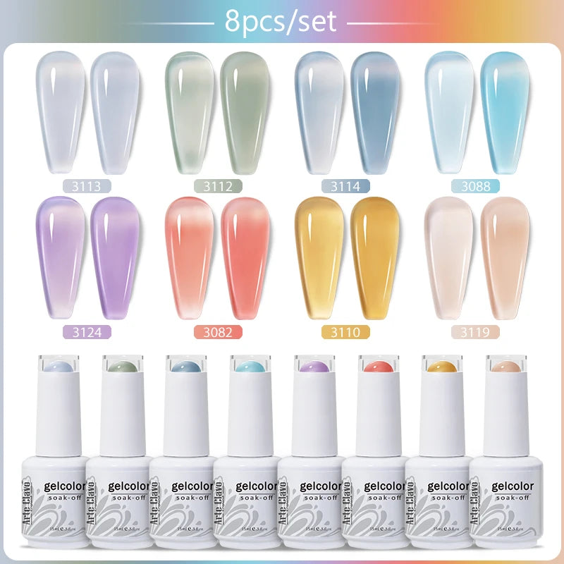 Arte Clavo 4 6 8 Gel Nail Polish Art Soak Off UV Colorful Semi