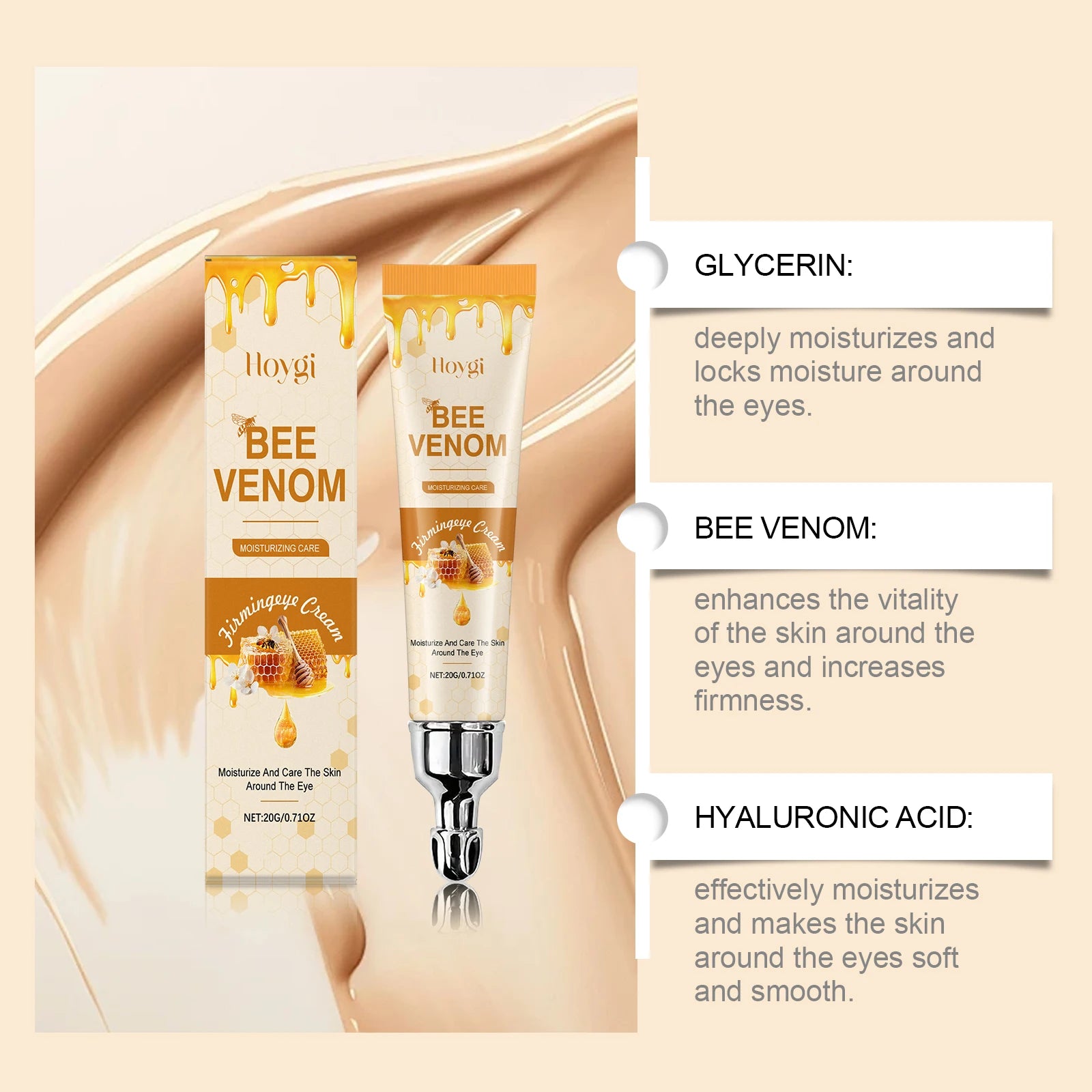 Bee Venom Eye Cream Anti-Aging Firming Moisturizing Eye Treatment Dark Circles Remove Eye Bags Under Eye Nourishing Care Qme