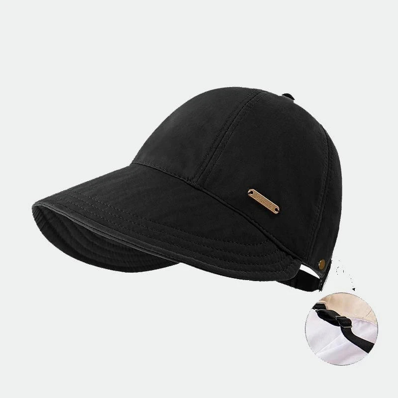 Women's Wide-brimmed Sun Hat Quick-drying Waterproof Can Be Worn Over Qme Black one size