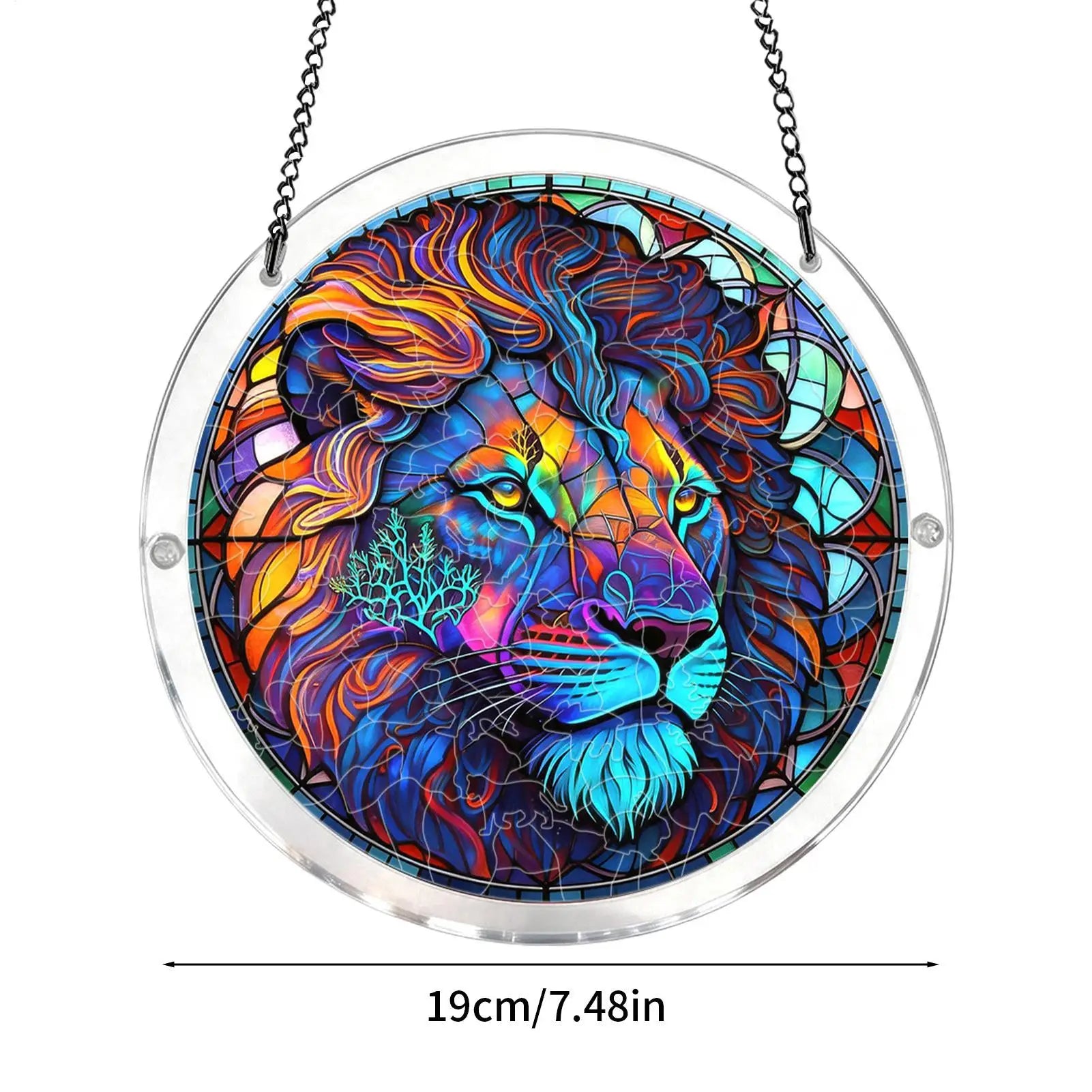 Jigsaw Puzzle Suncatcher Acrylic Animal Pattern Stained Art Decor 7 Qme