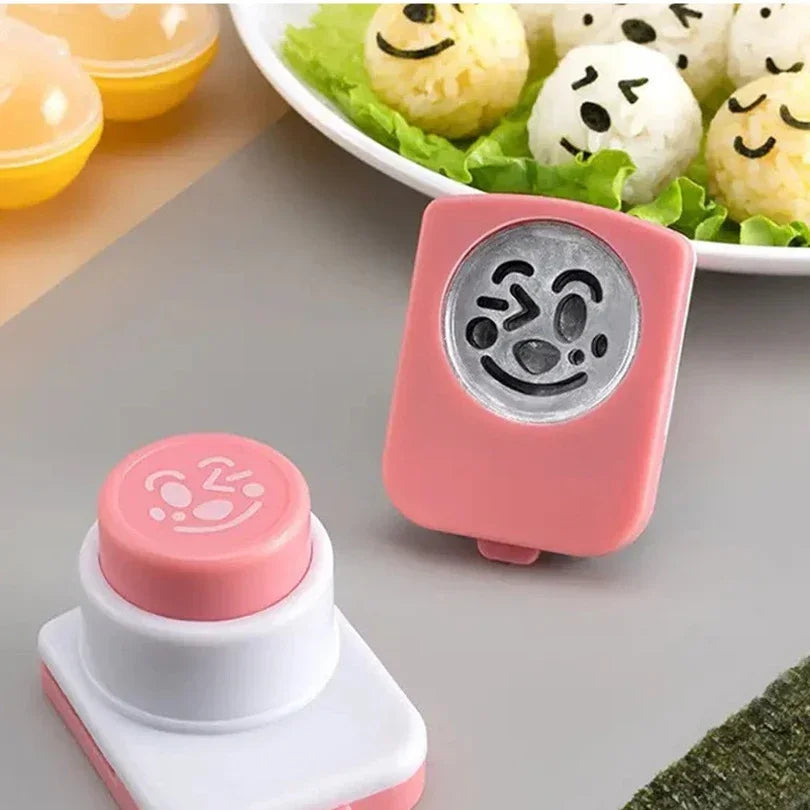 DIY Rice Ball Molds Seaweed Nori Punch Cutter Smile Face Cartoon Rice Ball Onigiri Mould Embossing Device Sushi Mold Bento Decor Qme