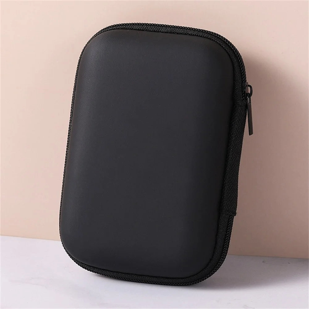 Headphone Storage Bag Mobile Phone Charger Data Cable Protection Bag Data Cable Usb Flash Drive Travel Portable Eva Zipper Bag Qme black