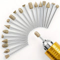 20pcs Diamond Coated Grinding Burr Set - Premium Rotary Tool Accessories for Effortless Stone, Ceramic & Glass Carving Qme 20pcs