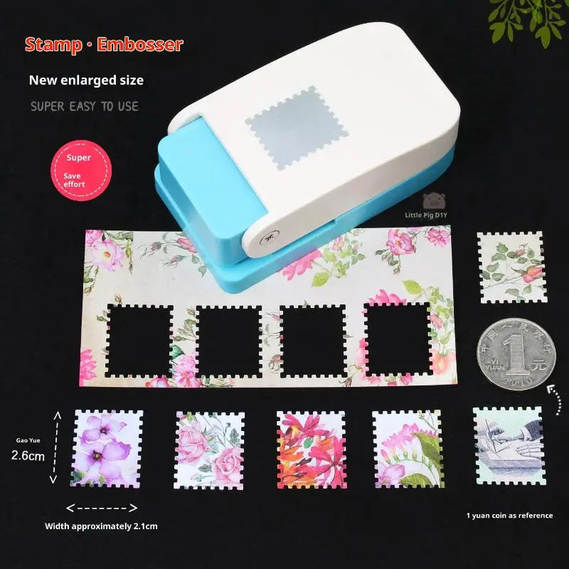 Rectangle Postage Stamp Punch Lever Action Craft Paper Crafting Qme