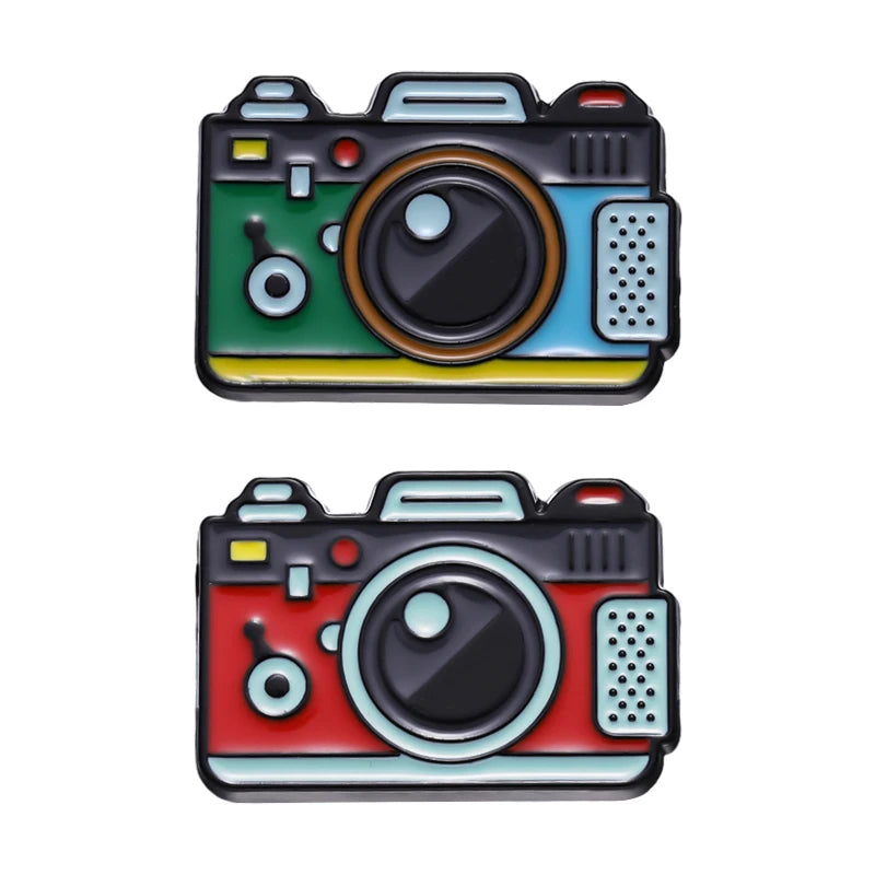 Funny Retro Camera Enamel Pin Cartoon Lapel Backpack Badge Jewelry Gift Kid Personalized Photo Color Brooch Friends Wholesale Qme set