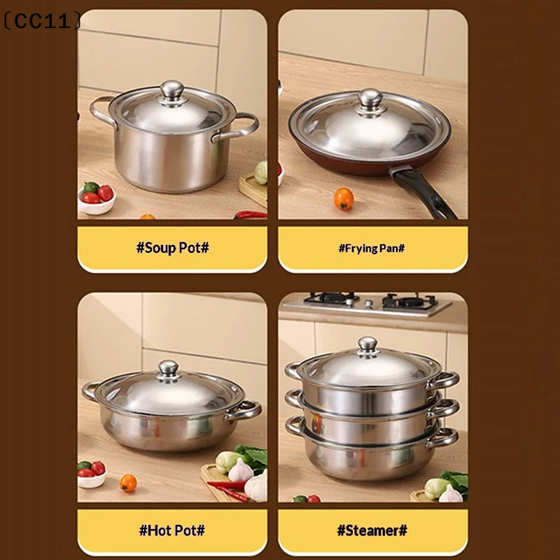 10- Stainless Steel Round Pot Lid Universal Replacement Frying Pan Qme