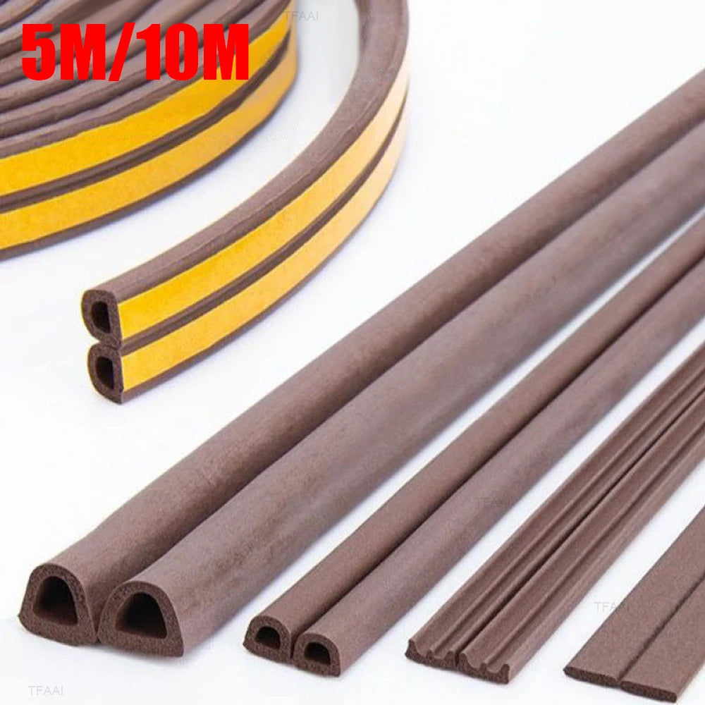 5M/10M Weather Stripping Door Seal Strip DIEP Self-adhesive Draft Stopper Tape Window Insulation Noise Rubber Sealing Strip Qme