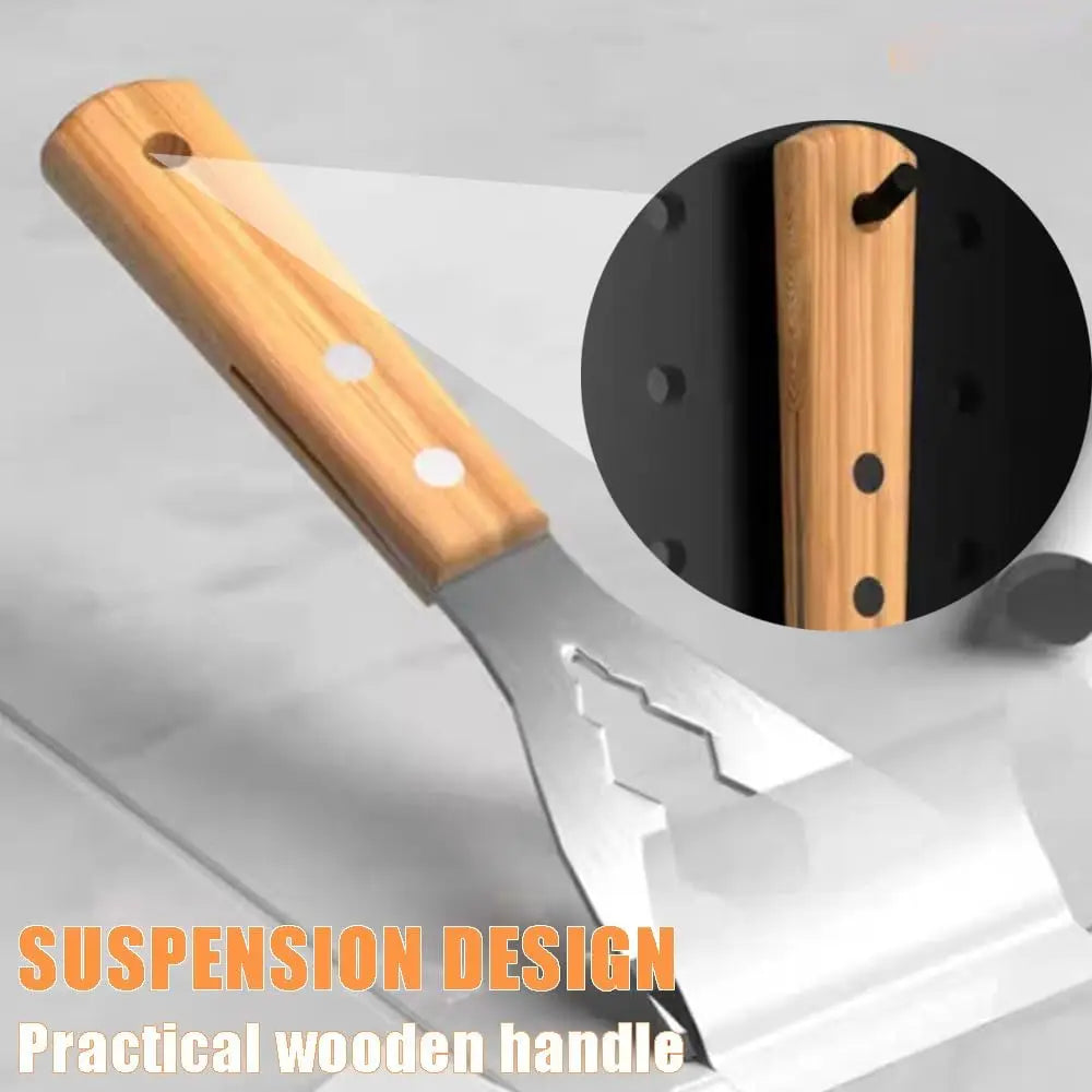 Paint Scraper Tool, Stainless Steel Hard Putty Scraper with Wooden Handle, Used for Removing Dry Wall Paint and Filling Joints Qme