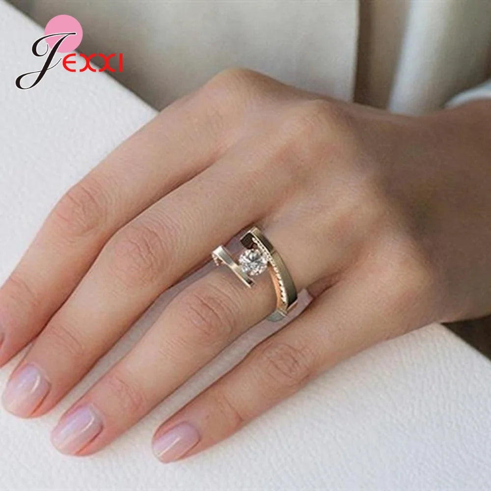 Luxury Bridal Rings Size 6 7 8 9 10 New Princess 925 Sterling Silver Rose Gold Color Women Rhinestone Crown Engagement Jewelry Qme
