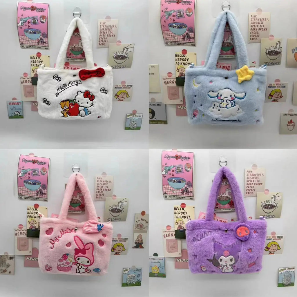 Cute Cartoon Plush Bag Handbag Single Shoulder Crossbody Soft Stuffed Qme