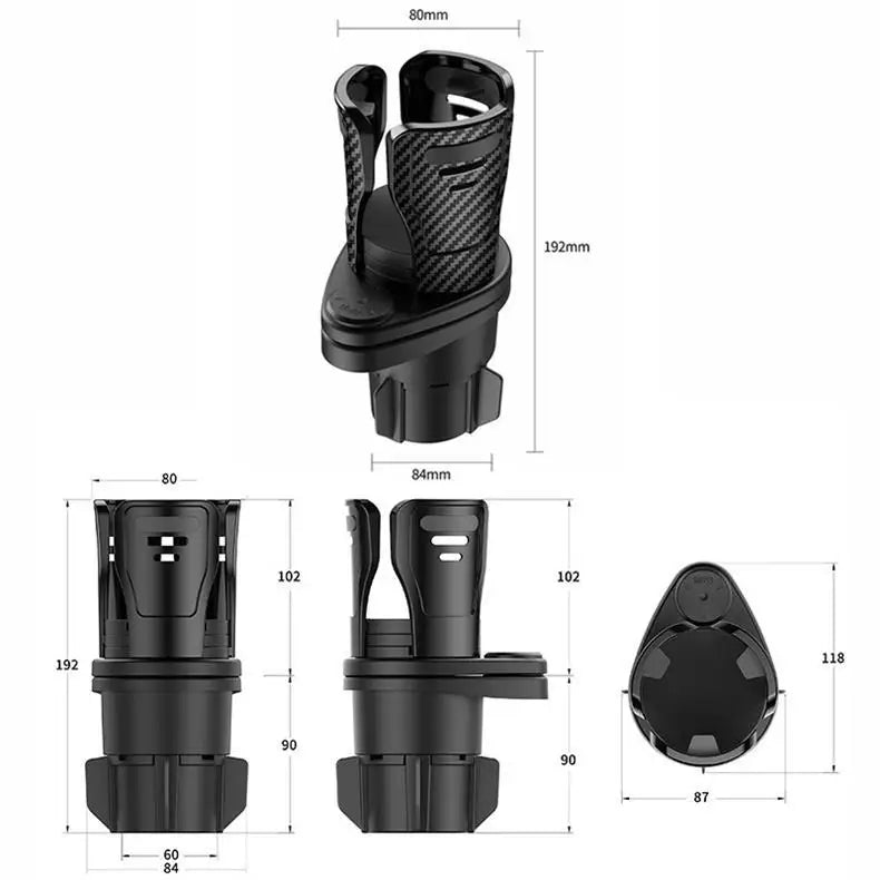 2-in-1 360 Rotatable Car Cup Holder Expander Dual Drink Holder Large Instant Noodle Cup Auto Console Beverage Organizer For Cars Qme