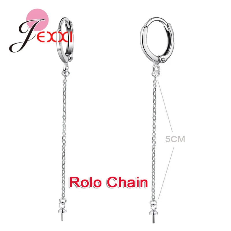 Real Silver Earrings Components For Women Hand Making Jewelry 925 Stamp Sterling Silver Color Earrings Jewelry Findings DIY Qme Rolo Chain