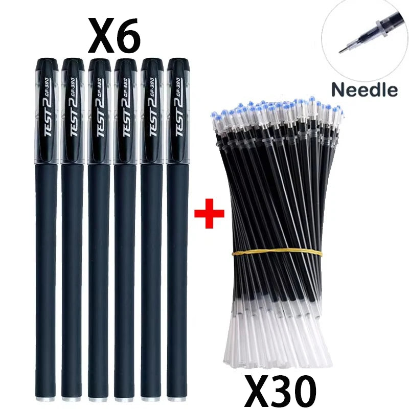 Gel Pens Set Neutral Pen Black Blue Red Refill Gel Pen Bullet/NeedleTip 0.5mm School Office Supplies Kawaii Stationery Qme needle 36 black set