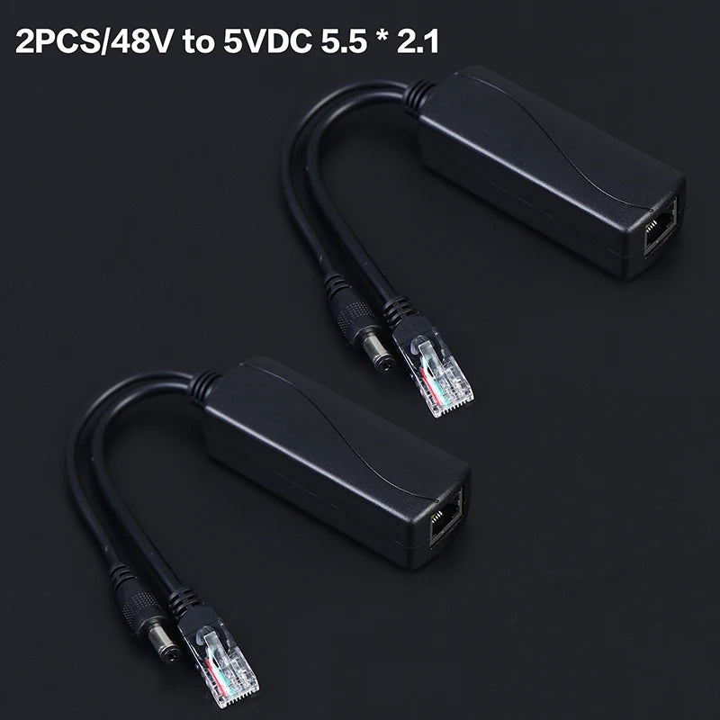 DC48V 5V Micro USB POE Splitter Connectors Adapter Cable IP Camera Qme A3 2PCS