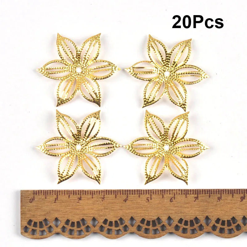 Flowers Antique Filigree Wraps Connectors For DIY Jewelry Accessories Findings Making Scrapbook Supplies Home Decor Metal Crafts Qme 32x32mm 20pcs