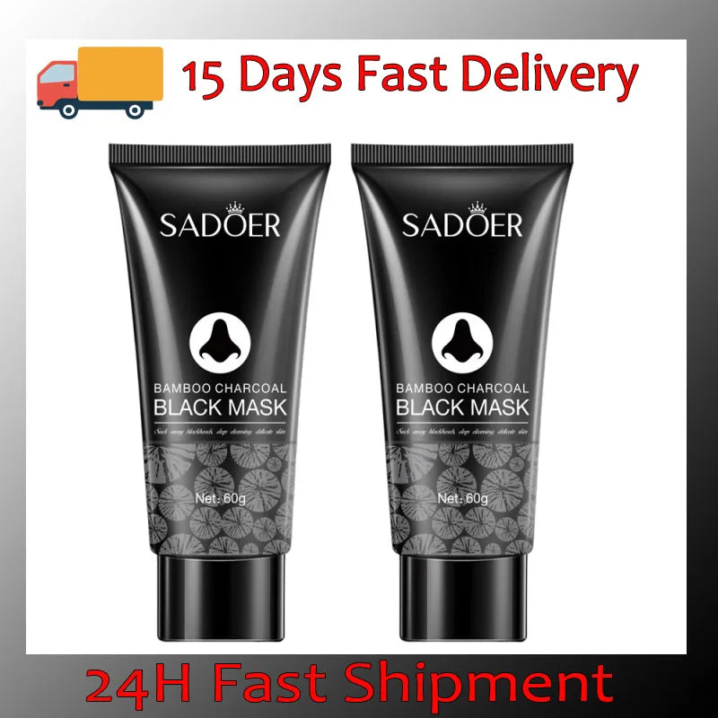 Blackhead Remover Mask Bamboo Charcoal Shrink Pores Acne Black Head Removal Cream Nose Cleansing Black Peel Off Masks Skin Care Qme 2pc